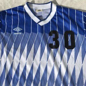 Vtg 90s Umbro Soccer Football Jersey #30 Blue Geo Glanz USA XL Adult Sport Shirt